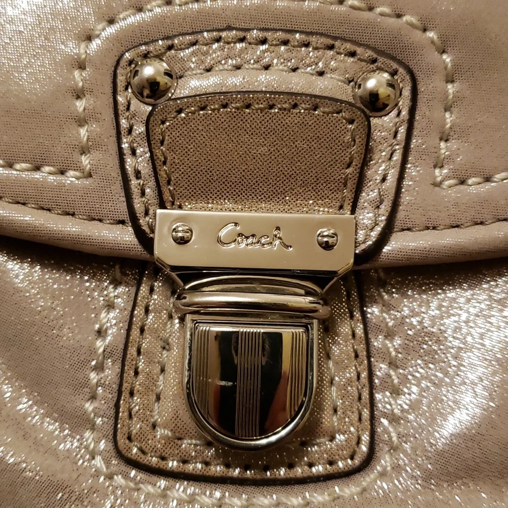 Large Coach Metallic suade Hobo Bag - Picture 8 of 8